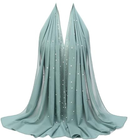Cntqiang Muslim Wrinkles Pearl Chiffon Hijab Head Scarf Women Solid Bubble Wrap Shawls Long Hejab Shawls (9)