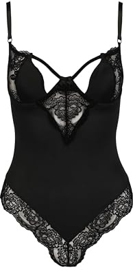 Selente Luxury Love Body in raso e pizzo con Esclusiva Benda per Occhi in Raso, nero raso pizzo, S-M