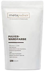 metapulver Wandfarbe weiß für Innen (610 Gramm matt, ergibt 1L für 6-10 m2) Pulver- Innenfarbe mit besonders hoher Deckkraft Dispersionsfarbe zum Anrühren mit Wasser