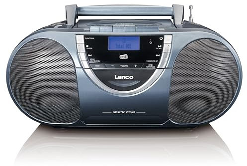 Lenco SCD 6800 Bärbar DAB+ Radio FM-radio Boombox med CD/MP3-spelare Kassettdäck USB-ingång AUX-IN 3,5 mm Hörlursuttag Blå/Silver