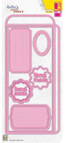 Nellie's Choice Fustella Busta e Carta, 10.5 x 22.5 cm, 11 Pezzi, per Creare Biglietti, Natale, Scrapbooking, Fai da Te, DIY, Rosa, 105x225mm