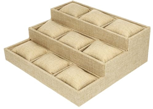 Hemobllo Watch Tray Organizer 9 Grid Jewelry Display Holder with Pillows