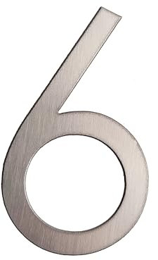 GUIZZO Creart - Numero Civico Esterno e Numeri Civici Esterni con Lettera in Acciaio Inox, Targa Personalizzata Made in Italy, Targhetta Personalizzata Porta Ingresso per Uso Esterno - 6, 4.7x8H cm