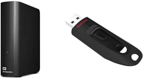 WD Elements 18TB Desktop USB 3.0 External Hard Drive with the SanDisk Ultra 256GB USB 3.0 Flash Drive