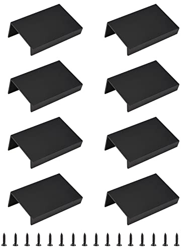 MOROBOR Schwarzer Mini-Fingerkantenzieher, 8 Stück Verdeckter Griff, Moderner Schubladengriff, Unsichtbare Schrankknöpfe Aus Rechtwinkliger Aluminiumlegierung Für Schrankbeschläge, Schubladen, 50 mm