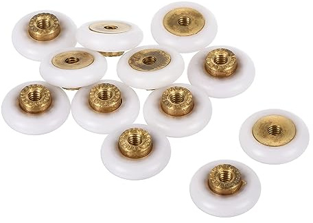 QUARKZMAN 18mm Dia. Corrediza Puerta Polea Ruedas x 12uds Rodillo Ensamblaje para Cocina Ventana Gabinete Mampara Puerta Portón [Plata]