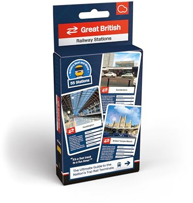 Bubblegum Stuff - Great British Railway Stations - Travel Card-Stealing Game - Features Britain’s Best & Worst Stations - Stocking-Filler Gift - 55 Game Cards