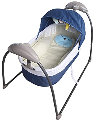 Elektrisch Babywiege,Babybett Elektrische Baby Wiege Automatischer Schaukel Intelligenter Bluetooth Schaukelwiege Mit Fernbedienung Für Babys Zwischen 0 Und 12 Monaten (Blau)