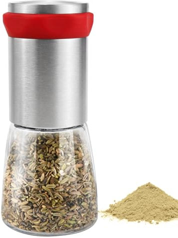 Macina Spezie Manuale Macinino per peperoncino in acciaio inox e vetro Smerigliatrice Ceramica Finezza per spezie grossolane e peperoncino, macinino per erbe aromatiche