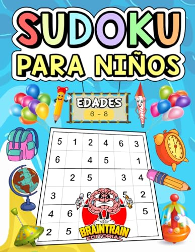 Cuaderno sudoku para niños de 6 a 8 años: 100 pasatiempos infantiles de dificultad fácil y medio, con soluciones