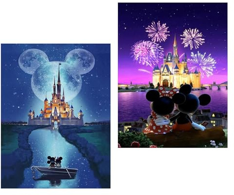 Capaneus Diamond Painting Kit, 2 Pezzi Castello, 5D Diamante Painting Bambini Adulto, DIY Pittura Diamante, Kit Craft Arts Diamante per Bambini Adulto Regalo Decorazione di Casa 30x40cm