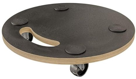 Amig - Plateforme de Charge avec Roues | Support Roulant Rond | 4 Tapis antidérapants | Ø30 cm | Charge Max.: 100 kg | 4 Roues: 2 avec Frein | Contreplaqué | Certifié FSC | Noir