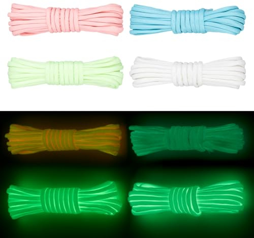 SOFPLATE 66 Feet/20M 4 Colors Glow in The Dark Paracord Parachute Cord Bracelet Kit 4mm Polyester Multifunction Luminous Utility Reliable Paracords Lanyard Rope for Hiking DIY Craft Project Supplies