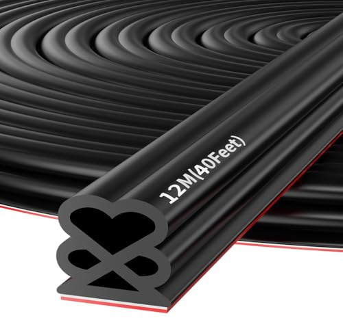 Joint de porte autocollant en caoutchouc - Pour cadre de porte et fenêtre - Noir - 1 cm x 12 m