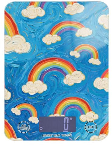 Arte Pittura A Olio Blu Arcobaleno Cibo Pesatura Cibo Bilancia Da Cucina 12 Oz, 5kg/5g Bilancia Digitale da Cucina con 4 Unità per (Utente) (Utente) báscula para pesar Personas