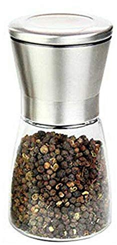 Bottiglia macinaspezie dal design semplice moderno da 180 ml con acciaio inossidabile+vetro, macinazione del nucleo in ceramica, elevata durezza, calore, funzionamento manuale che consente di