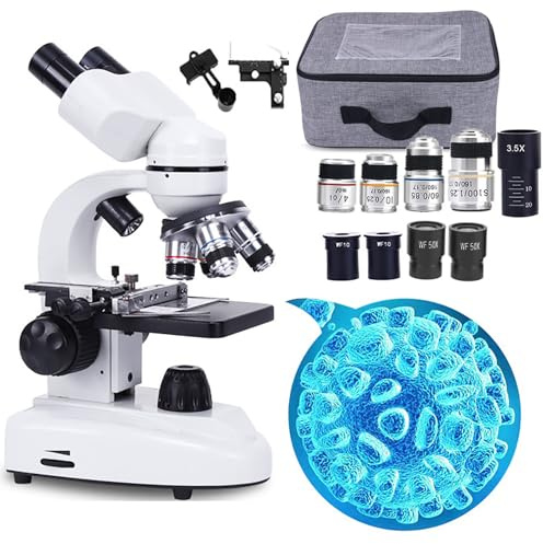 DEaThsalL Microscopio Biologico Ad Alta Definizione 6000X-15000X, Distanza Interpupillare 55-75 Mm, Collegabile A Un Telefono Cellulare, Set di Microscopi Binoculari,15000X