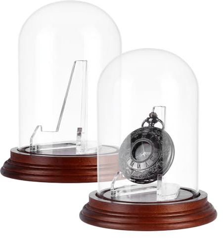 PH PandaHall 2pz Vetro a Cupola per Orologio Grande Esposizione per Orologio, Scatola Decorativa per Orologi da Tasca Medaglie Oggetti da Collezione Foto Ornamenti, 10.7x14cm
