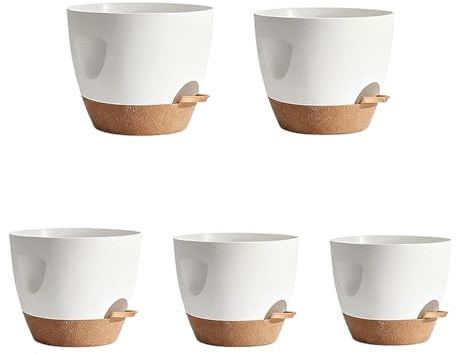 YIGZYCN Lot de 5 bols d'arrosage contemporains avec plan de santé des racines en polystyrène immunitaire pour porche, terrasse, arrosage des plantes avec plateau