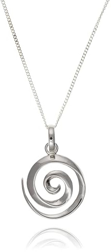 Designer Inspirations Boutique 18 mm polerad enkel rund spiral hänge halsband på 40 cm pansarkedja för kvinnor damer flickor – 925 sterlingsilver