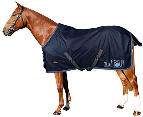 Horses, Coperta da Paddock per Cavallo Turnout, Impermeabile, Resistente, con Cinghie ad Incrocio, Blu 155 cm