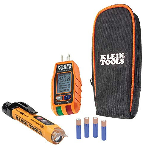 Klein Tools RT250KIT Non-Contact Voltage Tester and GFCI Receptacle Tester with LCD and Flashlight, Voltage Electrical Test Kit