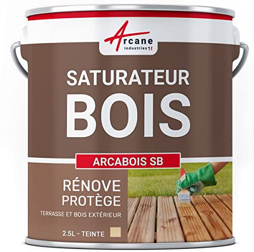 Saturateur, bois, pour terrasse, bardage, extérieur : Arcabois SB - 2.5 L (jusqu'à 12.5 m²) Naturel - Incolore - ARCANE INDUSTRIES