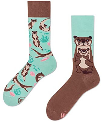 Many Mornings Unisex Otter Stories Mismatched Socken, Multi-Color, 43-46