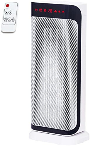 Calefactor de cerámica de bajo consumo | mando a distancia | 2000 W | 3 niveles | 10 – 35 °C | temporizador 8 h | calefacción eléctrica | ventilador silencioso | calefacción