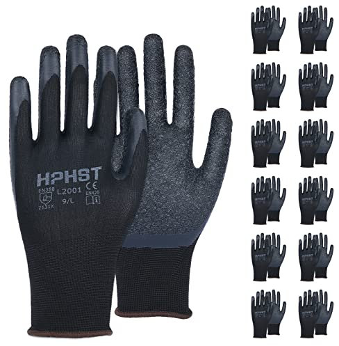HPHST Robuste & komfortable Arbeitshandschuhe - Damen & Herren - Gartenhandschuhe & Mechaniker Handschuhe mit Latex Beschichtung (X-Large)