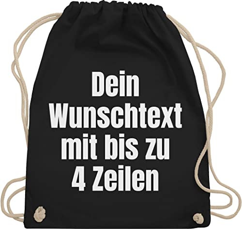 Turnbeutel Rucksack - Aufdruck selbst gestalten - Wunschtext I Eigener Text I Custom Text - Unisize - Schwarz - personalisierter beutel stoffbeutel name personalisierte datum beuteltasche