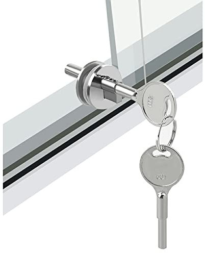 Serrure en verre, serrure de porte en verre coulissante avec clé, serrure de vitrine, convient pour marchandises armoire coulissante, convient pour épaisseur de verre 0,12 - 0,23