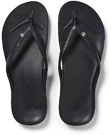 Archies Arch Support Flip Flops Men & Women Crystal Black US M5/W6