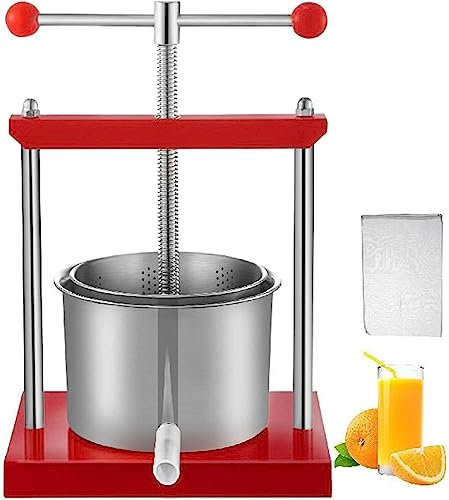 HACSYP Fruchtpresse Obstweinpresse, manuelle Haushaltspresse for Obst, 5,5 l Orangensaftpresse aus Edelstahl, for die Herstellung von Apfelwein, Wein und Saft