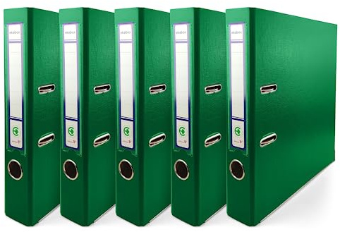 Netuno 5x Archivador verde A4 5cm lomo estrecho anillas carpeta organizador documentos oficina escuela papelería resistente práctico
