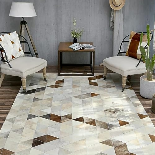 Alfombra de retazos de piel de vaca alfombra de piel de vaca Natural alfombra para sala de estar alfombra antideslizante para suelo alfombra de cuero alfombra hecha a mano de piel de vaca,180cm×240cm