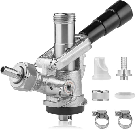 TMCRAFT Acoplamiento de barril, sonda de acero inoxidable, cuerpo de latón, sistema S, acoplamiento de grifo Sankey para tubo de cerveza de barril de 5/16 pulgadas, manguera de ducha de gas con