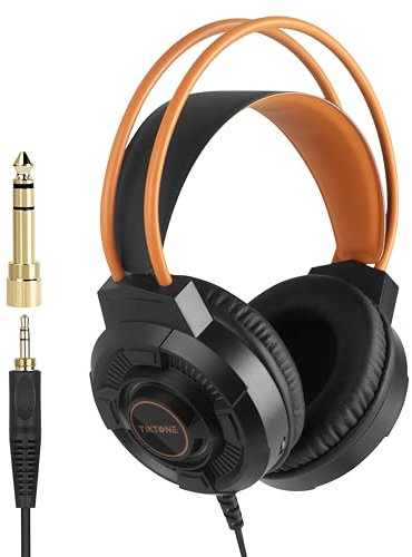 TIKTONE Studio Headphones Monitor Headphone for Recording Over Ear Noise Canceling for Guitar Cellphone Mixer Amplifier Podcast DJ and Keyboard Piano (CR-02)
