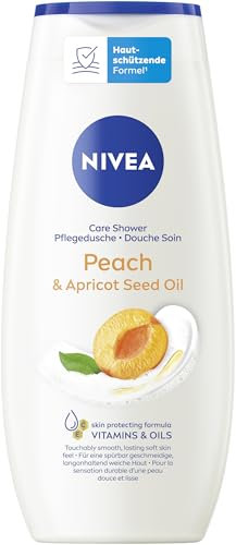 NIVEA Peach & Apricot Seed Oil Pflegedusche, sanftes Duschgel mit zartem Pfirsich-Duft, reichhaltige Cremedusche mit Vitamin C & E für ein weiches Hautgefühl (250 ml)