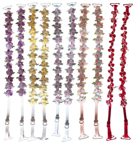 Hombro ajustable, 5 pares de tirantes de sujetador de flores de encaje, cintura elástica antideslizante, cinturón de hombro de encaje floral, correas de hombro de repuesto para niñas y mujeres