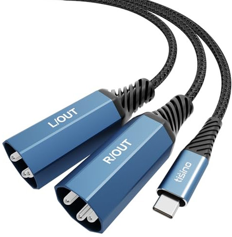 Tisino USB C to Dual XLR Male Audio Cable(3m), XLR to USB C Stereo Power Amplifier Cable for Connecting Mobile Phone to Active Speaker, Mixer Console