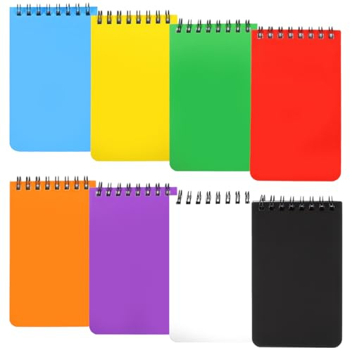 8 Pièces Petit Carnet de Notes de Poche, 7,6x12,6 cm, A7 Petit Cahier Spirale Coloré, 50 Pages Lignées/25 Feuilles, Mini Cahier pour Fournitures Scolaires, Mémos en Déplacement, L'école, les Voyages