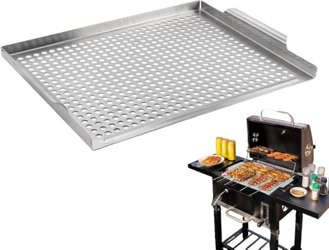 Piano di Cottura per Griglia Esterno | Griglia da Campeggio in Acciaio Inossidabile Sostitutiva | Accessori Barbecue Con Drenaggio Per Picnic Cene Familiari Giardino