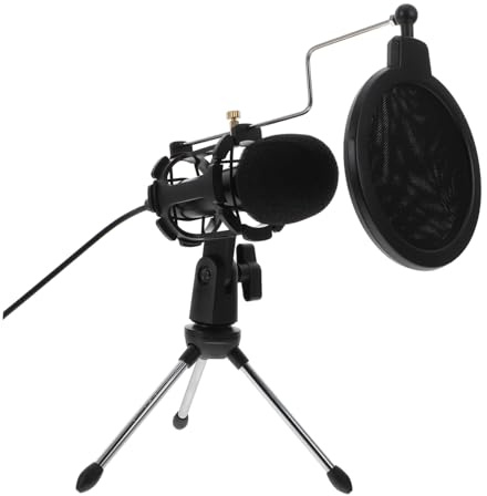 FONDOTIN Microphone de Bureau 3,5 Mm pour PC Ensemble Microphone à Condensateur pour Podcast Streaming Gaming Enregistrement Voix Off Conférence Câble Inclus