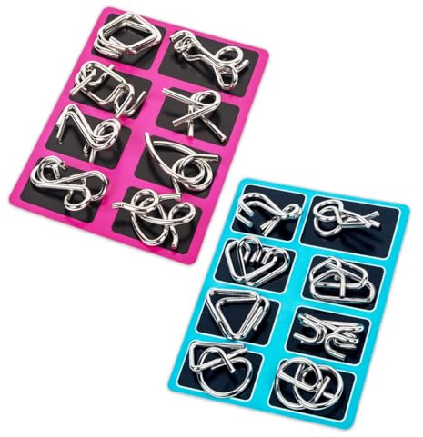 Set de Rompecabezas adultos de Metal 16 Piezas, Juegos de ingenio para Adultos, Juegos de Paciencia para Adultos, Juegos de Inteligencia, Rompecabezas IQ 3D, Idea de Regalo para Todas Las Edades