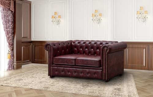 UK Leisure World chesterfield ox red two seater sofa 2 faux leather set suites settee twin armchair brown