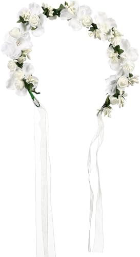 FIXOSHEE Couronne De Fleurs De MariéE LéGèRe 48X2.36X1.57In Bandeau Mariage Floral Artificiel Accessoire Cheveux FêTe Plage Photo DéCor Nuptiale