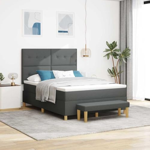 sephironlbb resårsäng med madrass, mörkgrå, 140 x 200 cm, tygöverdrag, komfortskummadrass, stabil träram, modern design för sovrum