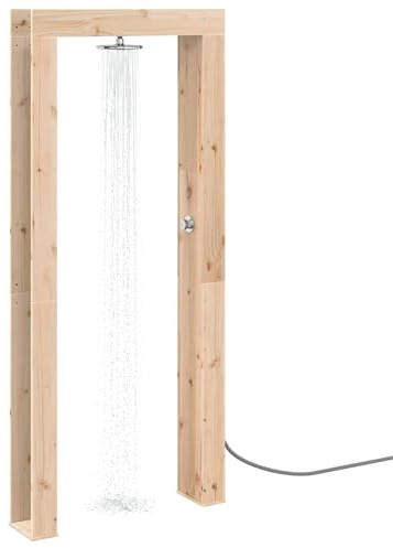 vidaXL Ducha Exterior 226 cm Madera Maciza de Pino y Acero Inoxidable
