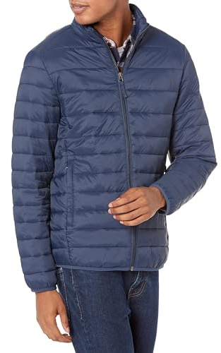 Amazon Essentials Men's Packable Lightweight Water-Resistant Puffer Jacket (Available in Big & Tall), Navy, X-Large